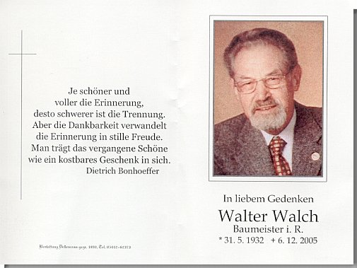 Walter Walch - Sterbebild