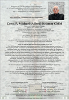 Cons. P. Michael (Alfred) Krismer CMM am 13.03.2015 verstorben