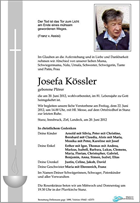 Josefa Kössler verstorben