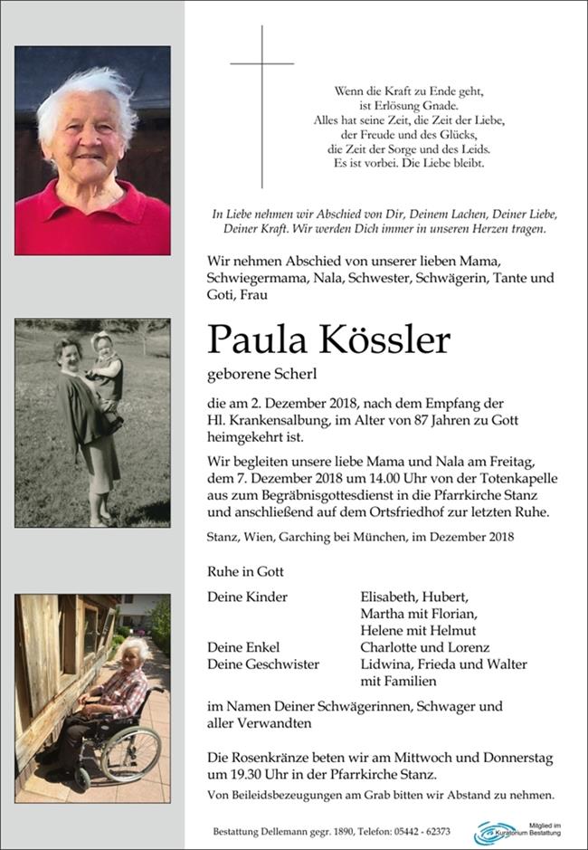 Foto für Paula Kössler im Alter von 87 Jahren verstorben - stanuc